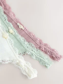 Ecru/Rose - Lot de 3 culottes sans coutures en pointelle