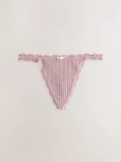 Ecru/Rose - Lot de 3 culottes sans coutures en pointelle