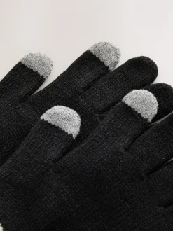 Ensemble bonnet et gants à pompon Noir à logo Baker by Ted Baker Garçons