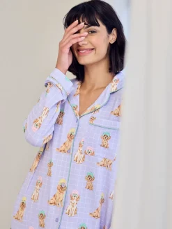 Ensemble de pyjamas longs imprimés Chelsea Peers Spa Dogs