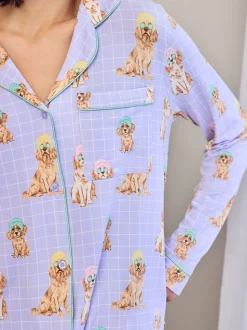 Ensemble de pyjamas longs imprimés Chelsea Peers Spa Dogs