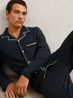 Ensemble de pyjamas Reiss Aubery à passepoils en coton