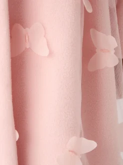 Ensemble Miss veste rose et robe papillon en tulle appliqué