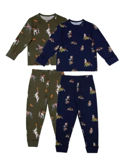 Ensemble Pyjamas Chelsea Peers Kids Two Pack Country Hound Rugby Dogs Imprimé Long