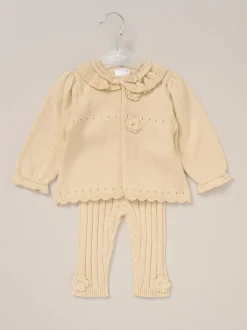 Ensemble Rock-A-Bye Baby Boutique cardigan et legging blanc en maille bébé