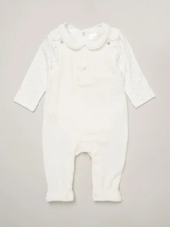 Ensemble salopette et body Rock-A-Bye Baby Boutique Baby Velour blanc