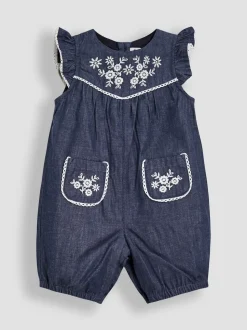 Ensemble salopette et haut JoJo Maman Bébé en chambray brodé