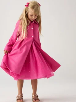 Ensemble veste et robe Miss jacquard rose avec nœud