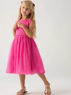 Ensemble veste et robe Miss jacquard rose avec nœud