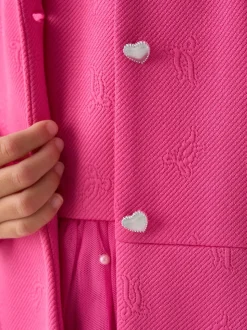 Ensemble veste et robe Miss jacquard rose avec nœud