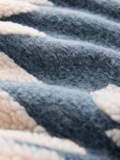 Famille bleue/écrue géométrique assortie - Polaire imprimée à col zippé