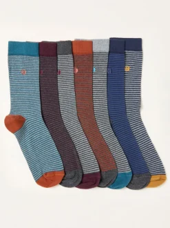 FatFace 7 paires de chaussettes à fines rayures
