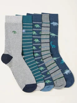 FatFace 5 paires de chaussettes dinosaures