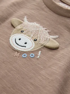 Fauve neutre Hamish - Lot de 3 T-shirts à manches longues imprimé animal et personnage (3mois-7 ans)