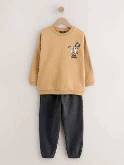 Fauve/écru/gris anthracite - Ensemble Sweat-shirt et Survêtement (3mois à7ans)