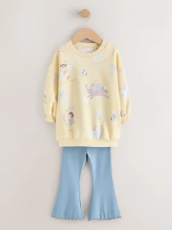 Fée jaune/bleue - Ensemble sweat et legging évasé (3mois-7ans)