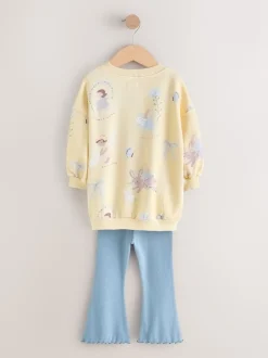 Fée jaune/bleue - Ensemble sweat et legging évasé (3mois-7ans)