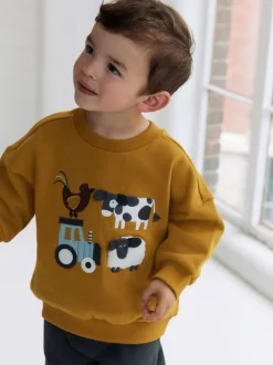 Ferme ocre jaune/anthracite - Ensemble Sweat-shirt et Survêtement (3mois à7ans)