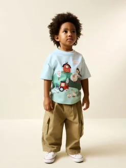 Ferme verte/bleue - T-shirt appliqué Manches courtes (3mths-7yrs)