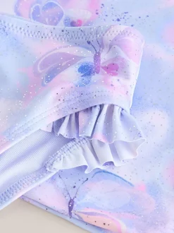 Feuille papillon violet lilas - Ensemble de bain Sunsafe à manches courtes (3mois à10ans)