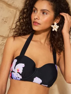 fleur d’iris Noir - Haut de bikini Love & Roses à bonnets moulés