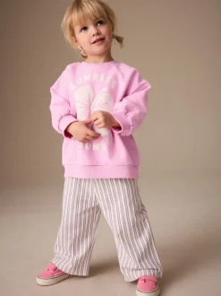Fleur rose - Ensemble Sweat-shirt et Pantalons Amples (3mois-7ans)
