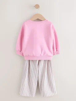 Fleur rose - Ensemble Sweat-shirt et Pantalons Amples (3mois-7ans)