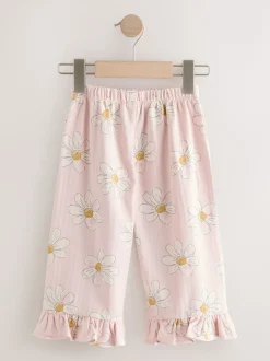 Fleur rose - Pantalons à Jambe large à volants (3mois-7ans)