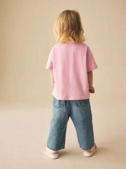 Fleur rose - T-shirt brodé à manches courtes (3mois à7ans)