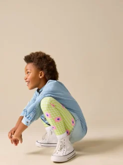 Fleur vichy vert/rose - Leggings (3-16ans)