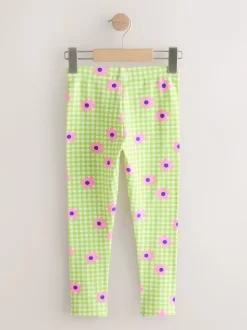 Fleur vichy vert/rose - Leggings (3-16ans)