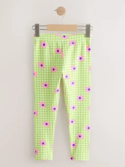 Fleur vichy vert/rose - Leggings (3-16ans)