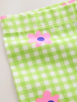 Fleur vichy vert/rose - Leggings (3-16ans)
