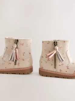 Fleuri neutre - Bottines Chelsea zippées à glands