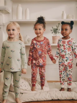 Fleuri rouge/vert - Lot de 3 pyjamas Snuggle (9mois-10ans)