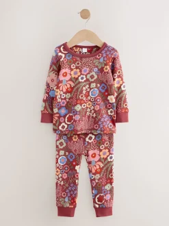 Fleuri rouge/vert - Lot de 3 pyjamas Snuggle (9mois-10ans)