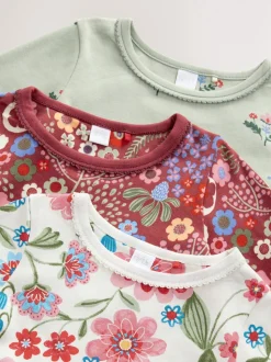 Fleuri rouge/vert - Lot de 3 pyjamas Snuggle (9mois-10ans)