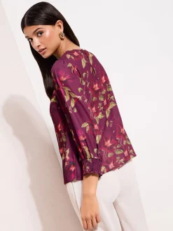 Fleurs de Bourgogne - Friends Like These Chemisier à manches froncées 3/4