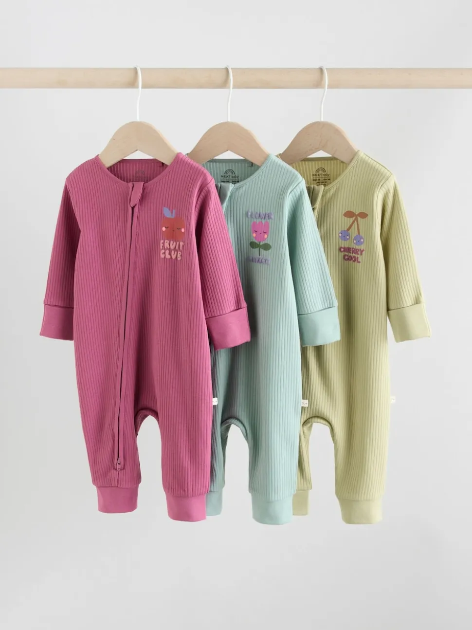 Fleurs multicolores - Combinaisons de nuit à fermeture éclair pour bébés 3 Pack (0mths-3yrs)