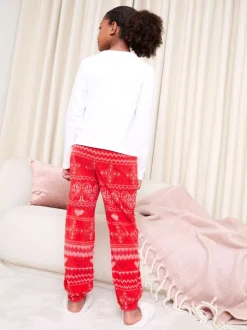 Flocon de neige rouge/blanc - Pyjama Lipsy Noël doux au toucher Fairisle Twosie (5-16ans)