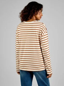 Flocons d'avoine & Caramel - Jojo Maman Bébé Rayure Long Sleeve Boyfriend Maternity T-shirt