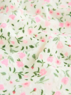 Floral à petites fleurs écrues Blanc - Maillot de bain froncé à bretelles (3-16ans)