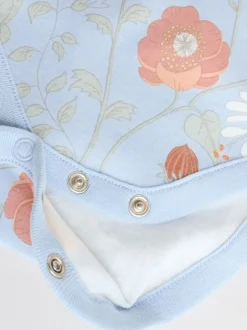 Floral bleu - Paquet de bodys pour bébé avec gilet 5