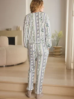 Floral bleu - Pyjama confortable à manches longues