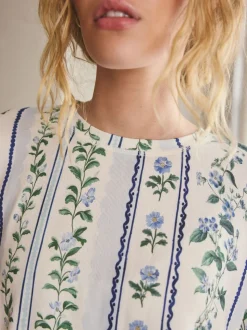 Floral bleu - Pyjama confortable à manches longues