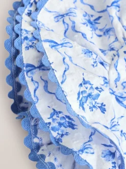 Floral bleu - Robe à manches d'ange (3mths-8yrs)