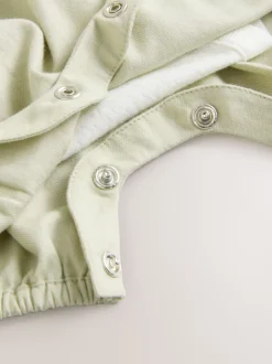 Floral brodées Vert sauge - Ensemble salopette et jambe bébé 100% coton à manches courtes (0mois2ans)