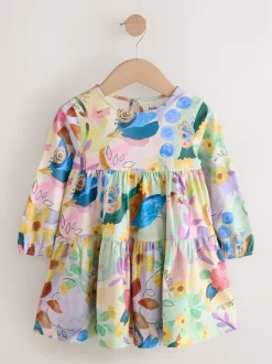 Floral lumineux - Robe à manches longues à volants (3mois7ans)