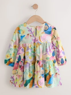 Floral lumineux - Robe à manches longues à volants (3mois7ans)