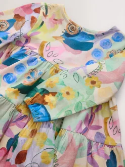 Floral lumineux - Robe à manches longues à volants (3mois7ans)